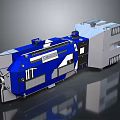 Blue And White Industrial Mechanical Device Featuring ITT Logo Panel Modules And Metallic Parts