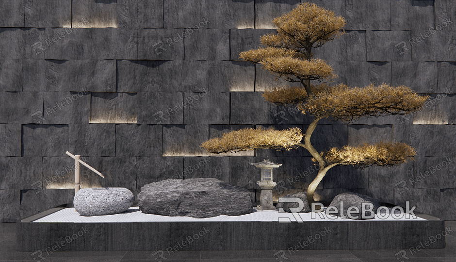 New Chinese Style Landscape Sick Stone Pine Tree Landscape Sick Stacked Stone Landscape Wall Dead Rock Courtyard Landscape model