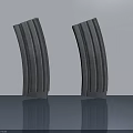 Pair of Modern Gray Hinged Doors With Vertical Stripes And Sleek Surface