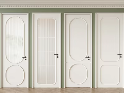 White Swing Doors Featuring Stylish Round and Panel Patterns for Interior Home Spaces 3d model