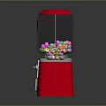 Pink Gumball Machine With Colorful Gumballs And Yellow 1F Label