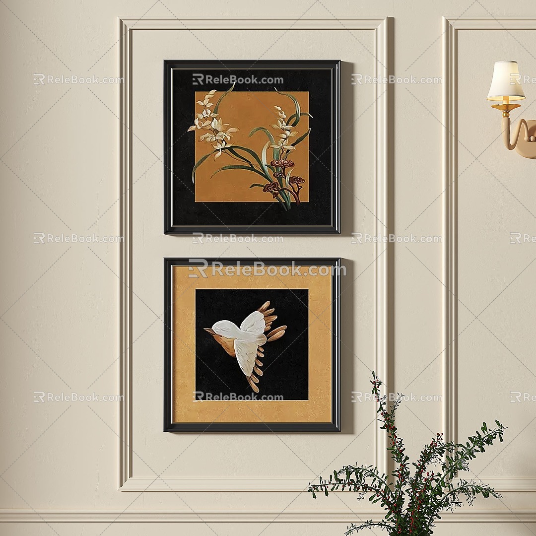 French retro simple decorative painting 3d model