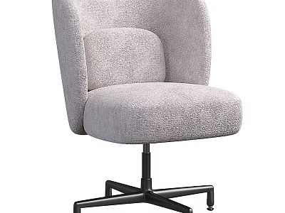 Plush Gray Accent Chair With Comfortable Backrest And Black Wheeled Metal Frame 3d model