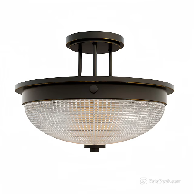 Modern Ceiling Light With Black Metal Frame And Transparent Grid Lampshade 3d model