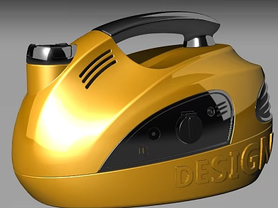 Shiny Golden Design Appliance With Black Handle Control Buttons And Vents 3d model