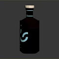 Limestone Rum Black Bottle With Blue Geometric Patterns And White Cap
