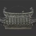 Traditional Chinese Architectural Roof Structure With Curved Eaves Ornate Tiles And Carvings