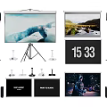 Projection Monitoring Equipment Including Various Screens Projectors Tripod Stands And Components