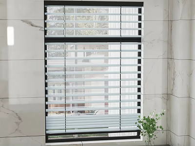 Modern Window Blinds For Interior With Marble Wall And Natural Light 3d model