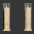 Two Lit Beige Textured Candle Lamps On Black Surface With Gray Background