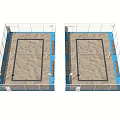Beach Volleyball Court With Sand Surface Net Lighting Poles And Benches