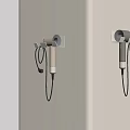 Stylish Wall Mounted Hair Dryers In Light And Dark Tones With Hanging Cords