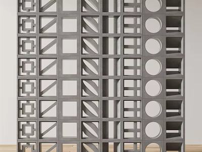 Modern Architectural Partition With Geometric Square Triangular Circular Hollowed Design 3d model
