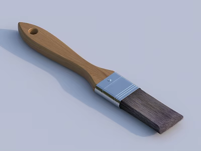 Essential Household Brush With Wooden Handle Metal Ferrule And Durable Bristles 3d model