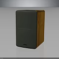 Modern Electronic Speaker With Gray Front And Wooden Side Panel Design 3d model