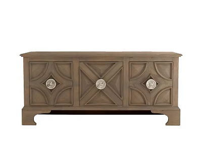 Elegant Classic Wooden Console Cabinet With Carved Panel Details For Entryway Storage Furniture 3d model