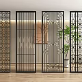 Modern Interior Decorative Metal Room Dividers With Geometric Patterns And Linear Designs 3d model
