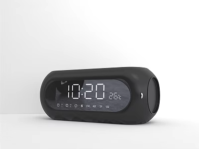 Black Headphone Speaker With Digital Clock And Temperature Display For Daily Use 3d model