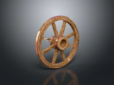 Vintage Wooden Wheel As Decorative Household Item For Home Decoration 3d model