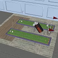 Outdoor Mini Golf Sports Equipment With Green Putting Surfaces Red Flags Holes And Balls