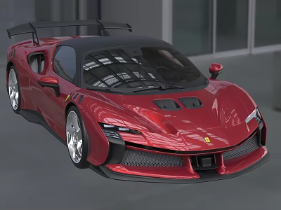 Red Sports Car With Sleek Aerodynamic Design In Urban Setting 3d model