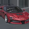 Red Sports Car With Sleek Aerodynamic Design In Urban Setting