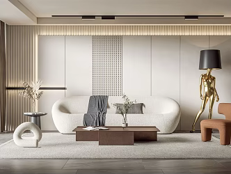 Modern Living Room Living Room Sofa Coffee Table Combination 3d model