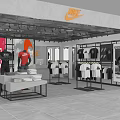 Nike Clothing Store Interior With Sportswear Display Racks And Mannequins
