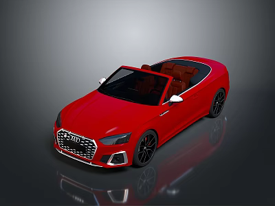 Red Audi Convertible Sports Car With Open Top Black Wheels And Sleek Design 3d model