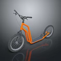 Unique Orange Bicycle Featuring Modern Frame And Gray Wheels On Dark Reflective Surface 3d model