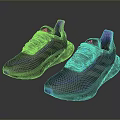 Contemporary Black Sneakers With Purple Blue Accents Mesh Design And Athletic Sole Details