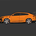 Orange Sports SUV with Black Roof and Rear Spoiler High Performance Design and Orange Interior