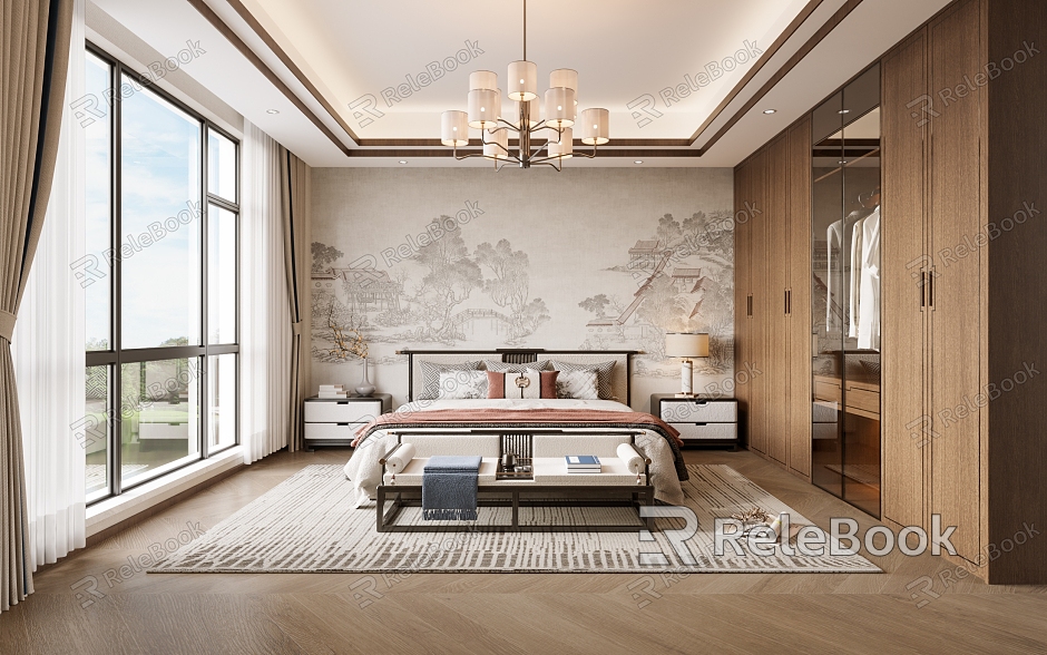 New Chinese bedroom model