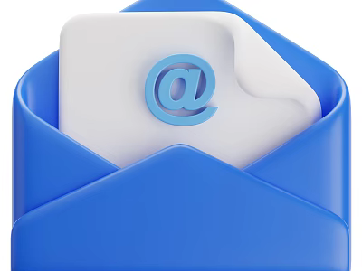 Smart Machine For Email Communication With Blue Envelope And At Symbol 3d model