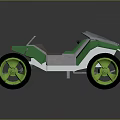 Green Off-Road Utility Vehicle With Large Green Tires And Silver Frame Design