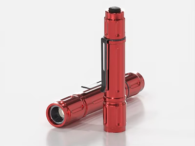 Two Red Handheld Flashlights With Sturdy Build As Daily Use Electrical Appliances 3d model