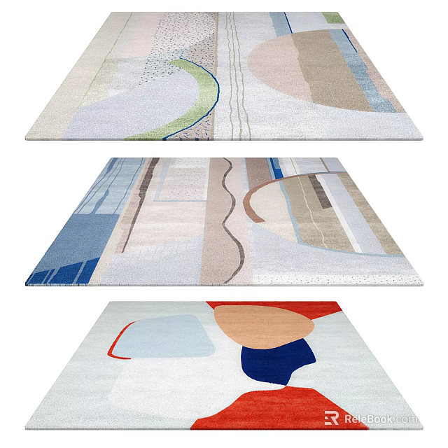 Square Rugs With Abstract Patterns And Colorful Designs 3d model