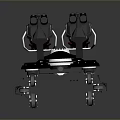 Modern Black Multi Wheeled Vehicle With Red Seats And Reflective Elements