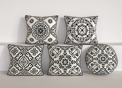 Black pattern pillow 3d model