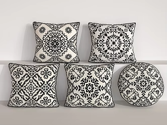 Black pattern pillow 3d model