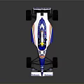 Blue And White Formula 1 Racing Car With Rothmans Renault Logos And Driver