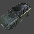 Olive Green Mini Countryman SUV With Black Roof Stripes UK License Plate And Black Wheels