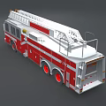 Red and White Fire Truck with Extended Ladder for Emergency Rescue Operations