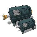 Two Industrial Motors With Green Metal Casing And Yellow Shafts For Heavy Duty Applications