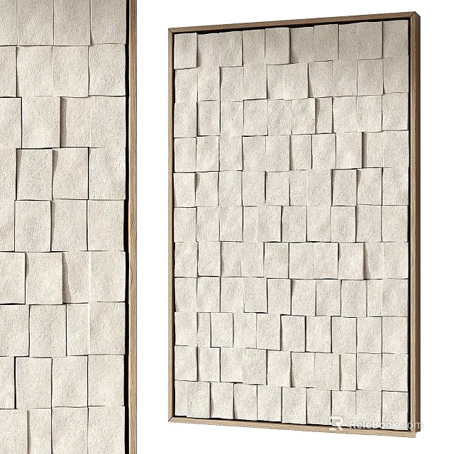Two Textured Wall Decor Panels Featuring Square Pattern Design For Interior 3d model 