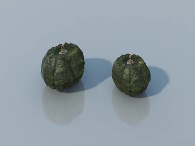 Small Decorative Green Textured Pumpkins As Garden Ornaments For Outdoor Decor 3d model
