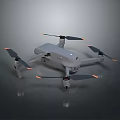 Modern Gray Quadcopter Drone With Orange Tipped Propellers And Sleek Design