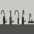 Various Modern Style Faucets Display With Different Designs And Metallic Finishes