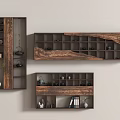 Wooden Display Shelves With Multiple Compartments Decorative Tea Sets Vases And Books