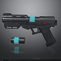 Futuristic Sci-Fi Gun with Black Design Blue Illuminated Parts and Scope Accessory
